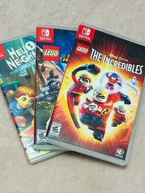 Nintendo Switch Games Bundle (LEGO Marvel 2, The Incredibles, Hello Neighbor)
